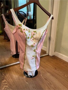 Women’s Pink and White Floral One-Piece Swimsuit